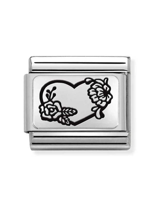 Composable Classic Dekoratif Link - Plakalar Mesajlar - Kalp Çiçek -  925 Gümüş