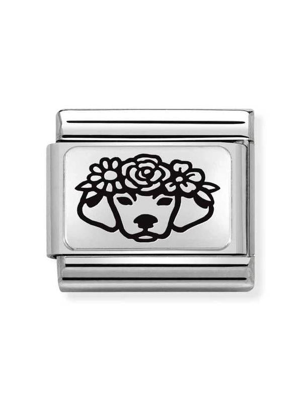 Composable Classic Dekoratif Link - Plakalar Mesajlar - Köpek Çiçek -  925 Gümüş