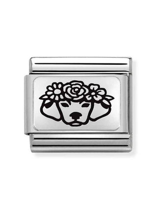 Composable Classic Dekoratif Link - Plakalar Mesajlar - Köpek Çiçek -  925 Gümüş