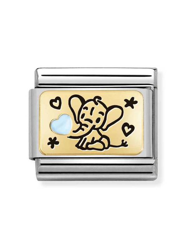 Composable Classic Dekoratif Link - Plakalar Mesajlar - Mavi fil -  18K Altın