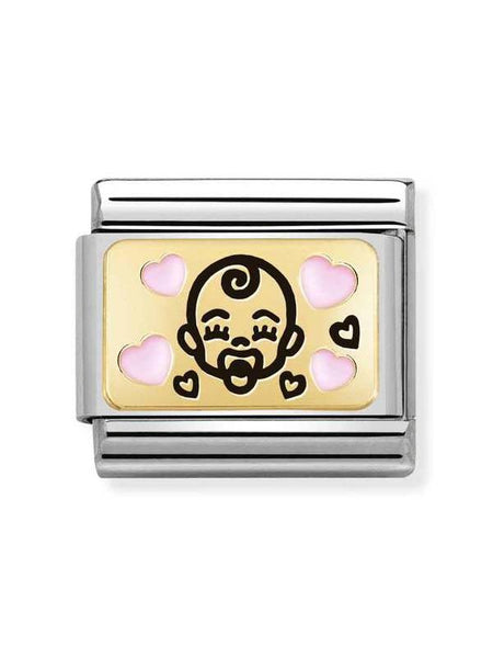 Composable Classic Dekoratif Link - Plakalar Mesajlar - Pembe bebek -  18K Altın
