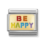 Composable Classic Dekoratif Link - Plakalar - Mutlu Ol - (18 BE HAPPY rainbow) 18K Altın