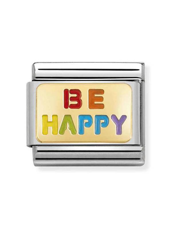 Composable Classic Dekoratif Link - Plakalar - Mutlu Ol - (18 BE HAPPY rainbow) 18K Altın