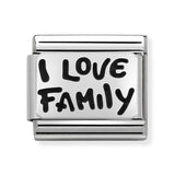 Composable Classic Dekoratif Link - Plakalar Oksitlenmiş - Ailemi seviyorum -  925 Gümüş
