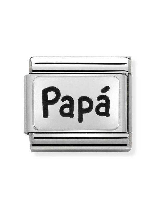 Composable Classic Dekoratif Link - Plakalar Oksitlenmiş - Baba - (08 Papa) 925 Gümüş