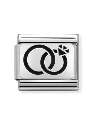 Composable Classic Dekoratif Link - Plakalar Oksitlenmiş - Evlilik yüzükleri -  925 Gümüş