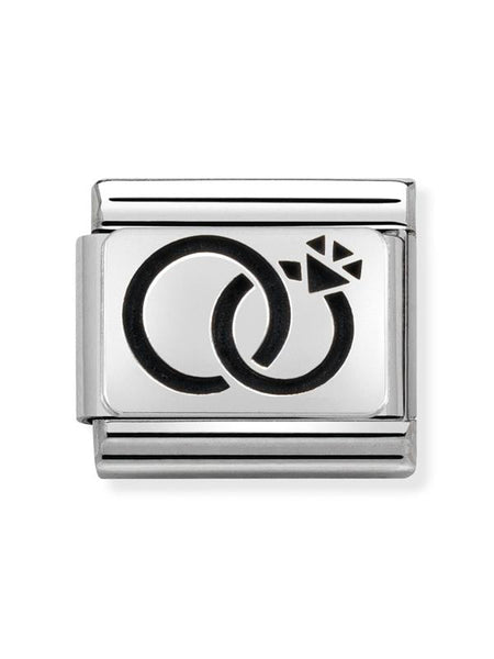Composable Classic Dekoratif Link - Plakalar Oksitlenmiş - Evlilik yüzükleri -  925 Gümüş