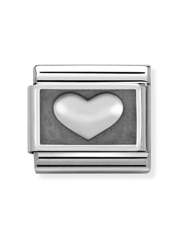 Composable Classic Dekoratif Link - Plakalar Oksitlenmiş - Kalp - (01 Heart) 925 Gümüş