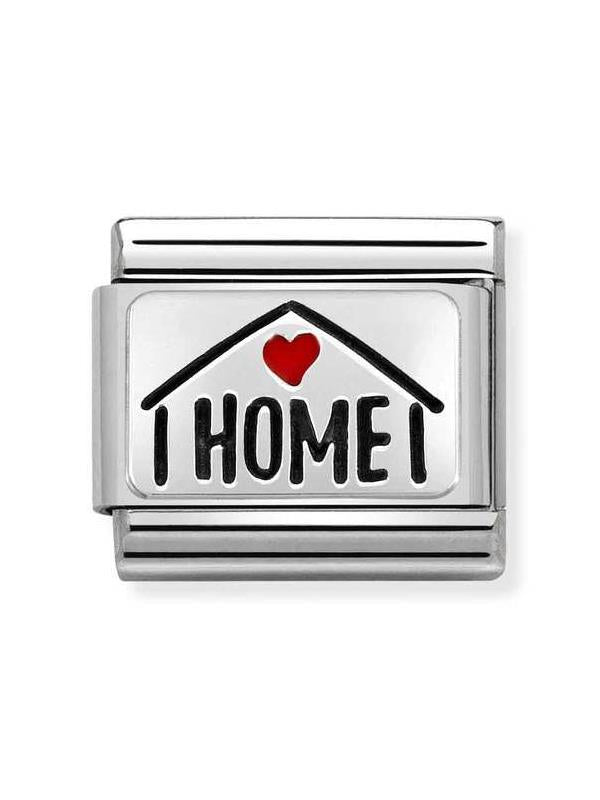 Composable Classic Dekoratif Link - Plakalar Oksitlenmiş - Kalpli Ev -  925 Gümüş