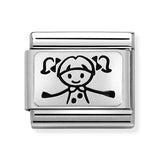 Composable Classic Dekoratif Link - Plakalar Oksitlenmiş - Kız Çocuk -  925 Gümüş