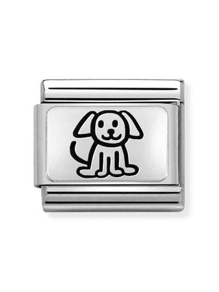 Composable Classic Dekoratif Link - Plakalar Oksitlenmiş - Köpek -  925 Gümüş