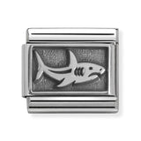 Composable Classic Dekoratif Link - Plakalar Oksitlenmiş - Köpek balığı -  925 Gümüş