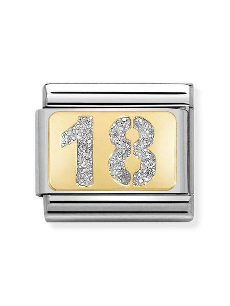 Composable Classic Dekoratif Link - Plakalar Pırıltılı Sayılar - 18 gümüş -  18K Altın
