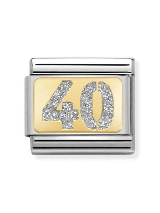 Composable Classic Dekoratif Link - Plakalar Pırıltılı Sayılar - 40 Gümüş -  18K Altın