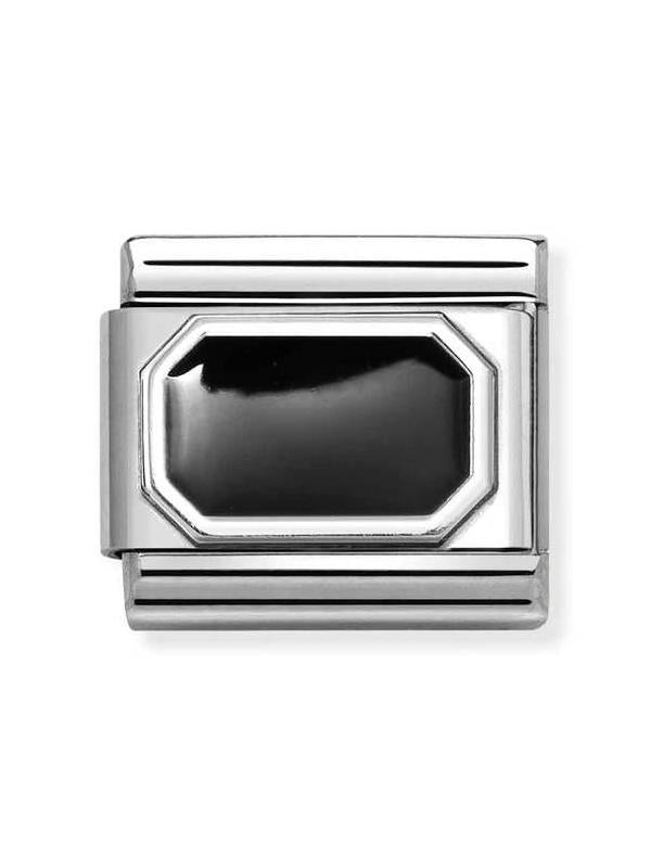 Composable Classic Dekoratif Link - Plakalar Semboller - Körelmiş dikdörtgen -  925 Gümüş