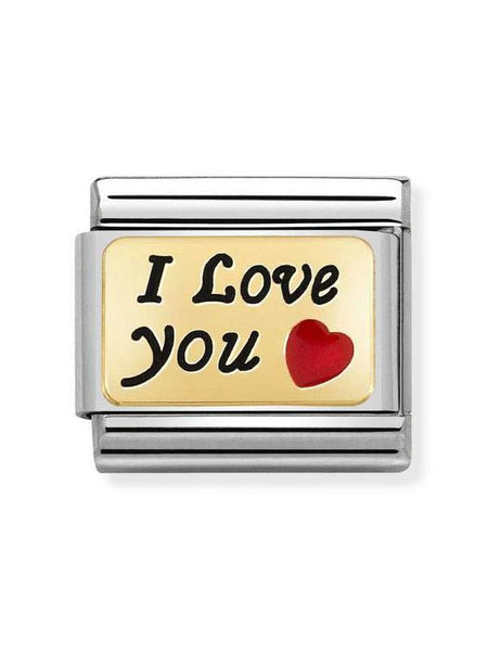 Composable Classic Dekoratif Link - Plakalar - Seni seviyorum - (55 I love You) 18K Altın