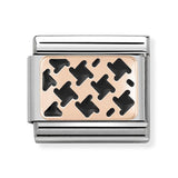 Composable Classic Dekoratif Link - Plakalar - Siyah Desen -  9K Rose Altın