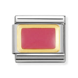 Composable Classic Dekoratif Link - Plakalar - Soluk pembe dikdörtgen -  18K Altın