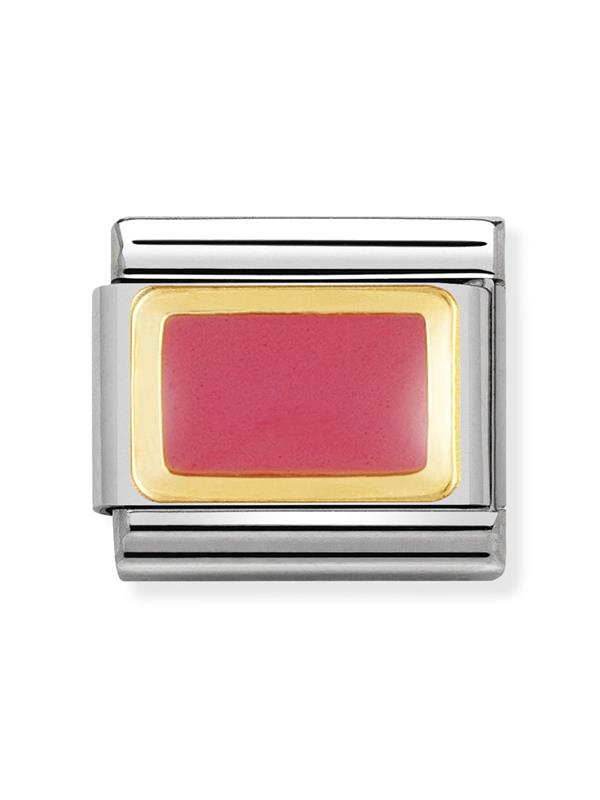 Composable Classic Dekoratif Link - Plakalar - Soluk pembe dikdörtgen -  18K Altın