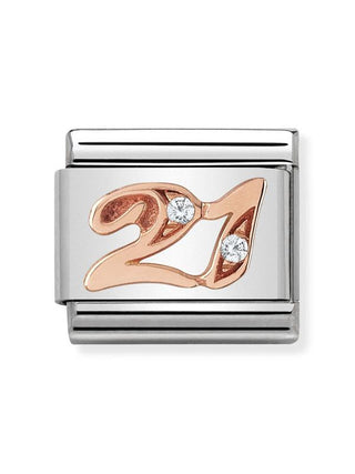 Composable Classic Dekoratif Link - Sayılar - 21 - (21 21) 9K Rose Altın Zirkon