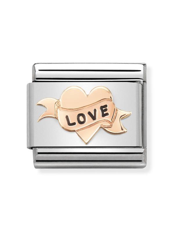 Composable Classic Dekoratif Link - Semboller - Aşk Kalp - (14 Heart LOVE) 9K Rose Altın