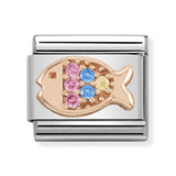 Composable Classic Dekoratif Link - Semboller - Balık - (26 Fish with CZ) 9K Rose Altın