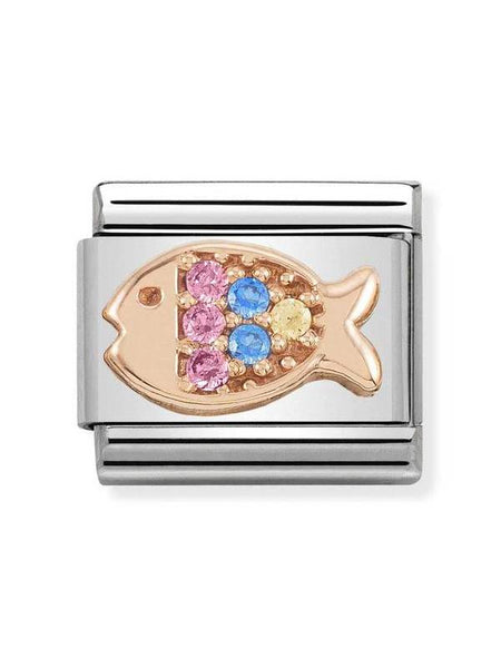 Composable Classic Dekoratif Link - Semboller - Balık - (26 Fish with CZ) 9K Rose Altın