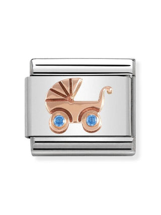 Composable Classic Dekoratif Link - Semboller - Bebek Arabası Mavi -  9K Rose Altın