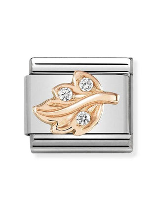 Composable Classic Dekoratif Link - Semboller - Beyaz Yaprak -  9K Rose Altın