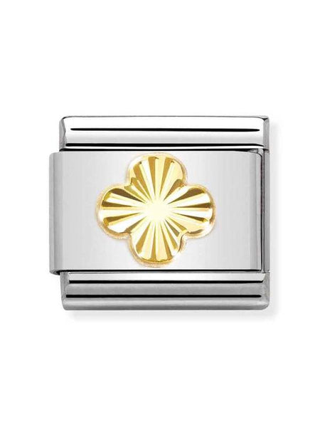 Composable Classic Dekoratif Link - Semboller - Elmas kaplı dört yapraklı yonca -  18K Altın