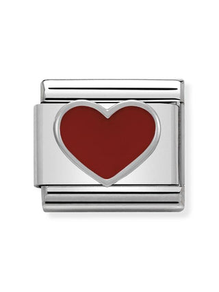 Composable Classic Dekoratif Link  Semboller  Kalp  17 Red Heart 925 Gümüş