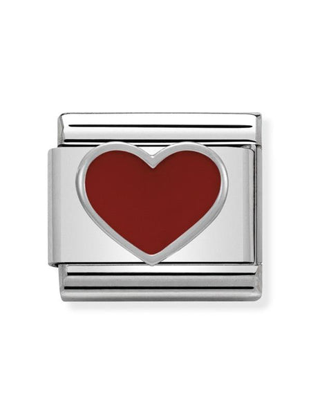 Composable Classic Dekoratif Link  Semboller  Kalp  17 Red Heart 925 Gümüş
