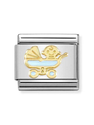 Composable Classic Dekoratif Link - Semboller - Mavi bebek arabası -  18K Altın