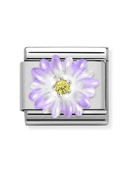 Composable Classic Dekoratif Link  Semboller  Mor çiçek   925 Gümüş Zirkon