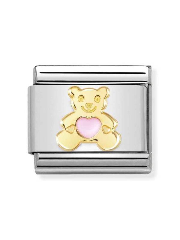 Composable Classic Dekoratif Link - Semboller - Pembe ayı - (64 Pink Bear) 18K Altın