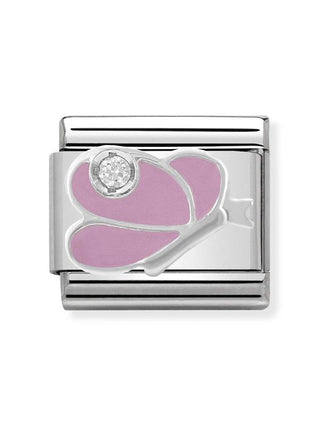 Composable Classic Dekoratif Link - Semboller - Pembe kelebek -  925 Gümüş Zirkon