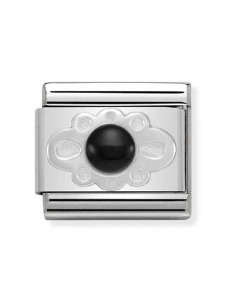 Composable Classic Dekoratif Link - Semboller - Siyah akik -  925 Gümüş