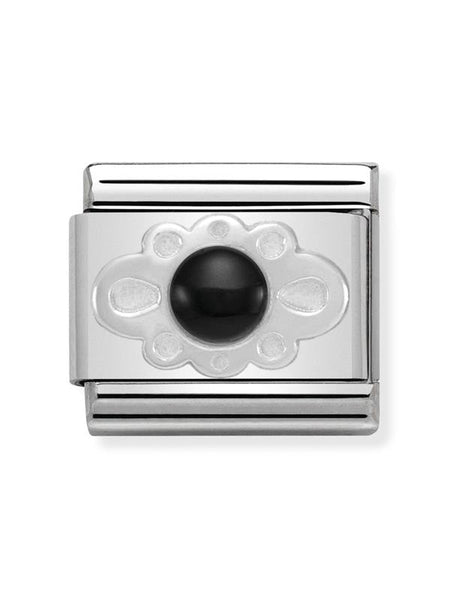 Composable Classic Dekoratif Link - Semboller - Siyah akik -  925 Gümüş