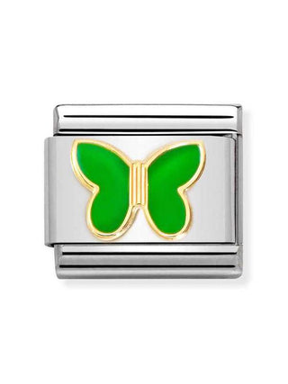 Composable Classic Dekoratif Link - Semboller - Yeşil kelebek -  18K Altın