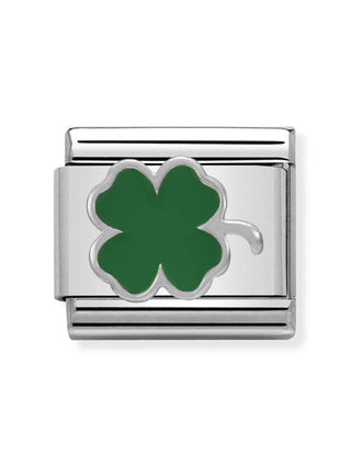 Composable Classic Dekoratif Link - Semboller - Yonca - (12 Green Clover) 925 Gümüş