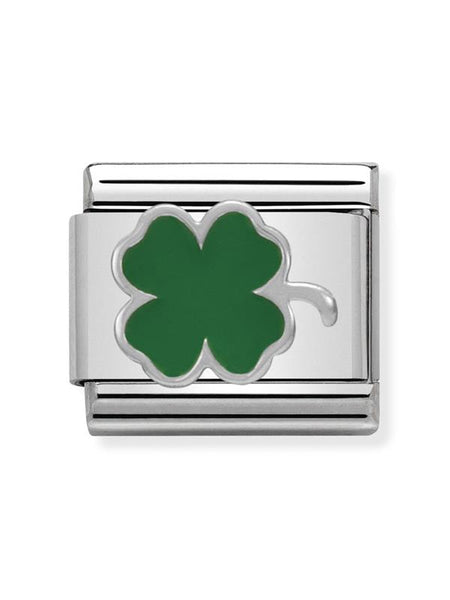 Composable Classic Dekoratif Link - Semboller - Yonca - (12 Green Clover) 925 Gümüş