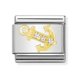 Composable Classic Dekoratif Link - Spor - Çapa - (04 White anchor) 18K Altın Zirkon