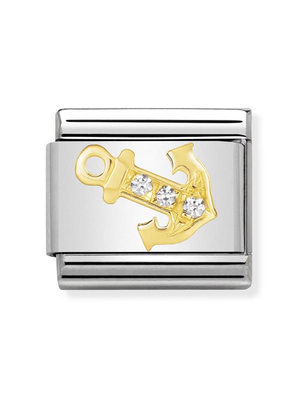 Composable Classic Dekoratif Link - Spor - Çapa - (04 White anchor) 18K Altın Zirkon
