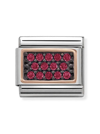 Composable Classic Dekoratif Link - Taş Kaplama - Dikdörtgen Fuşya -  9K Rose Altın