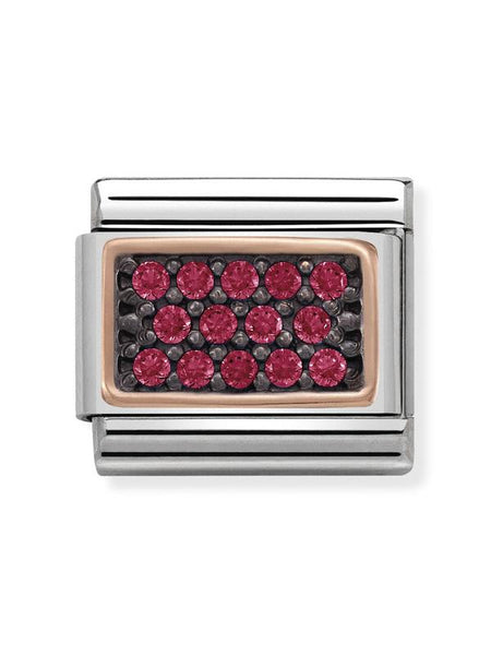 Composable Classic Dekoratif Link - Taş Kaplama - Dikdörtgen Fuşya -  9K Rose Altın