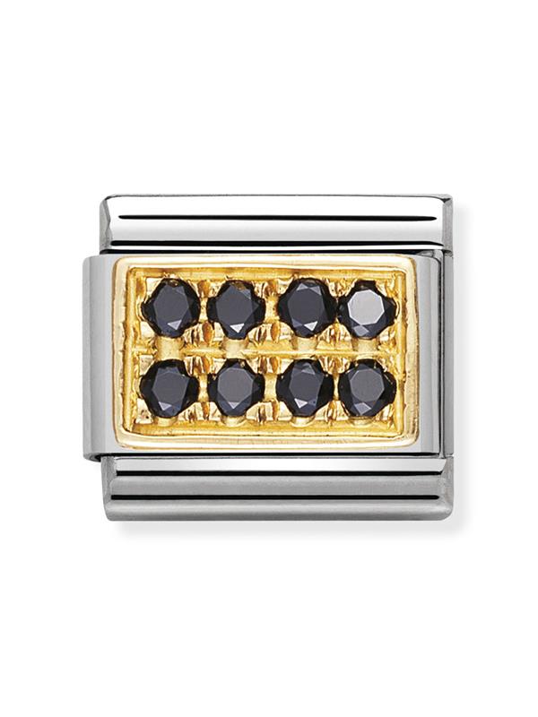 Composable Classic Dekoratif Link - Taş Kaplama - Taşlı Plaka -  18K Altın Zirkon