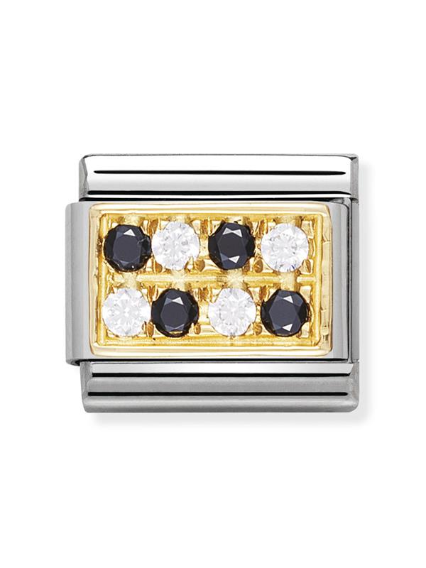Composable Classic Dekoratif Link - Taş Kaplama - Taşlı Plaka -  18K Altın Zirkon