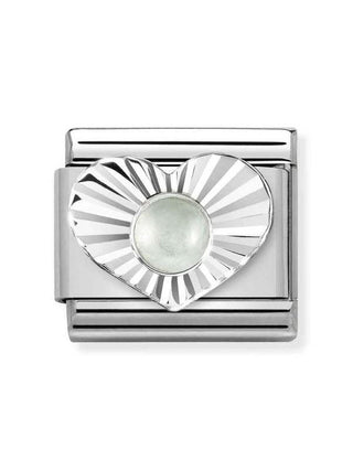 Composable Classic Dekoratif Link - Taşlar Kalp Elmas - Acquamarine -  925 Gümüş