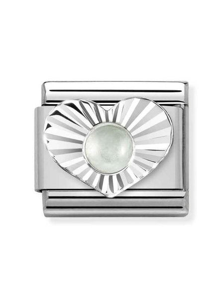 Composable Classic Dekoratif Link - Taşlar Kalp Elmas - Acquamarine -  925 Gümüş