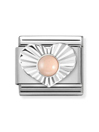 Composable Classic Dekoratif Link - Taşlar Kalp Elmas - Pembe Mercan -  925 Gümüş